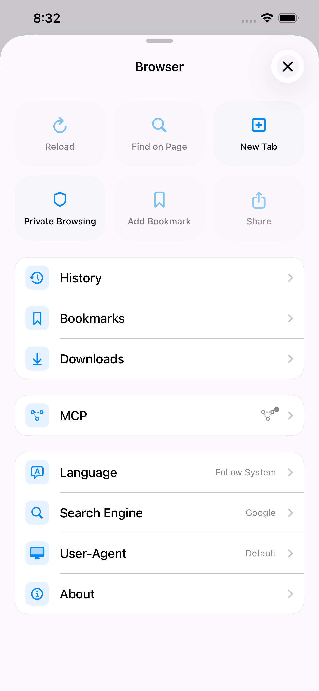 Verge browser tools and settings